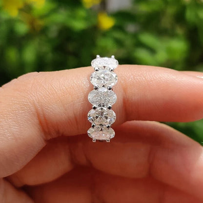 2.5ct Moissanite 5-Stone Ring - 925 Silver & 18K White Gold Plated, GRA Certified