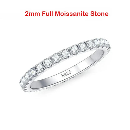 Full Eternity Moissanite Band - 925 Sterling Silver & 18K White Gold, 2/3/4/5mm, D Color VVS1