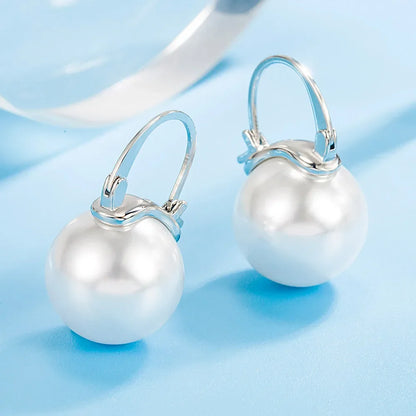 Sterling Silver Pearl Hook Earrings - 18K Gold Elegant Wedding Designer Jewelry for Women