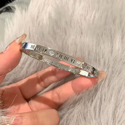 Silver Color Stainless Steel Bangle Bracelet for Women Girls Waterproof Fashion Jewelry Perfect Mother's Day Gift