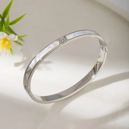New Titanium Steel High end White Shell Fritillaria Bracelet Women's Simple and Personalized Bracelet