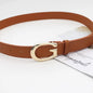 ‌2025 PU Leather Belt - Gold G-Buckle, Trendy Waistband for Jeans, Women's Fashion Accessory, Adjustable & Stylish‌
