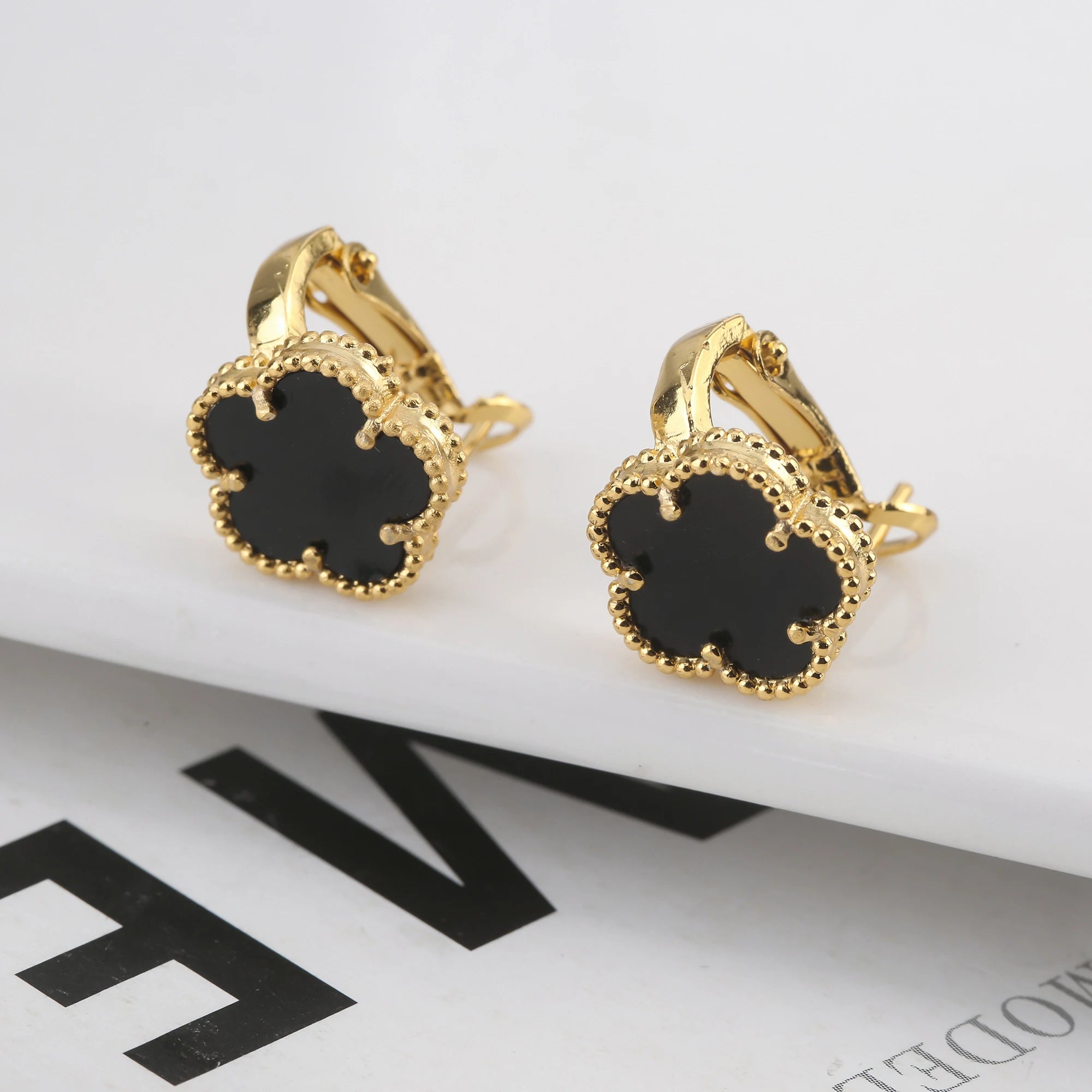 Plant Five Leaf Flower Double sided Plum Blossom Jewelry Set Necklace Earrings New Design Natural Stone Women High Quality Clove