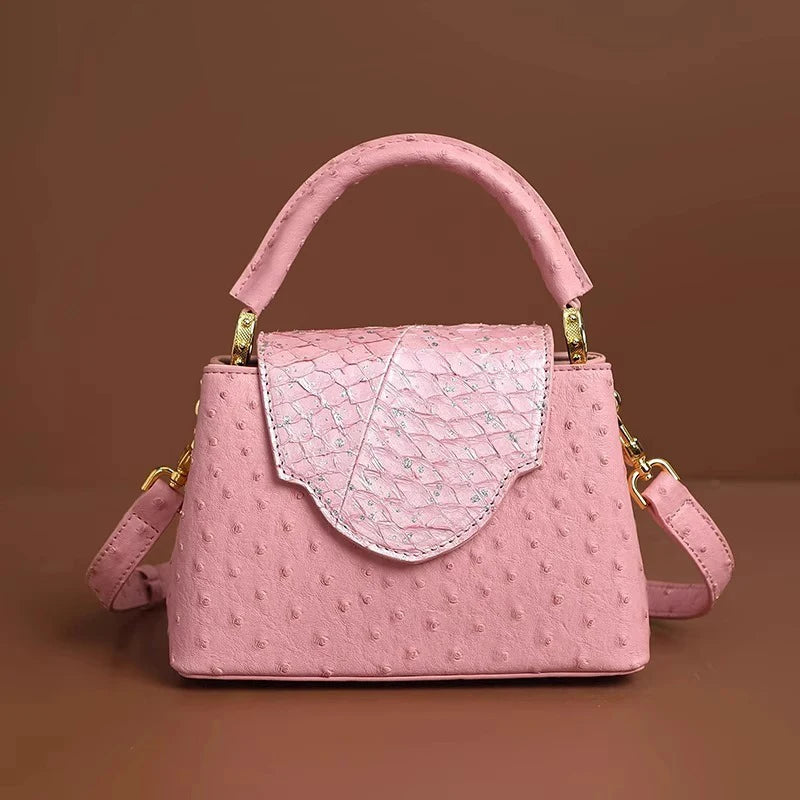 Luxury High-End Handbag -  Spring Fashion Ostrich Pattern Crossbody Shoulder Bag