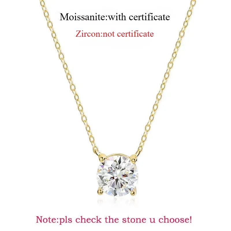 Moissanite Pendant Necklace - 925 Sterling Silver & 18K Rose Gold, 1ct to 5ct, D Color VVS1