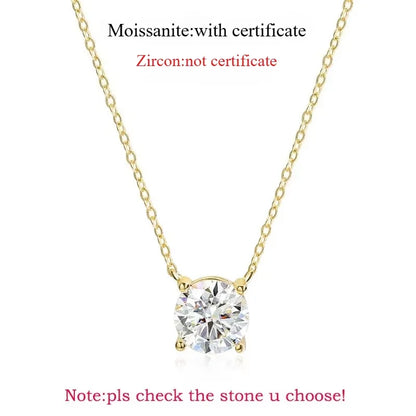 Moissanite Pendant Necklace - 925 Sterling Silver & 18K Rose Gold, 1ct to 5ct, D Color VVS1