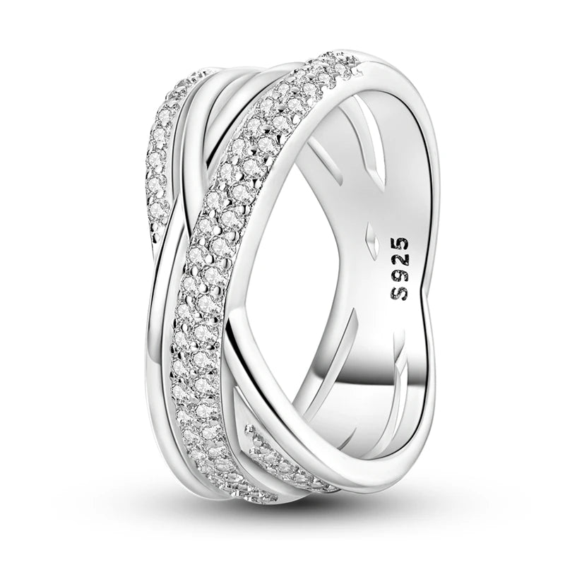 925 Sterling Silver Cross Multi-Ring | Zircon Wedding & Anniversary Ring for Women