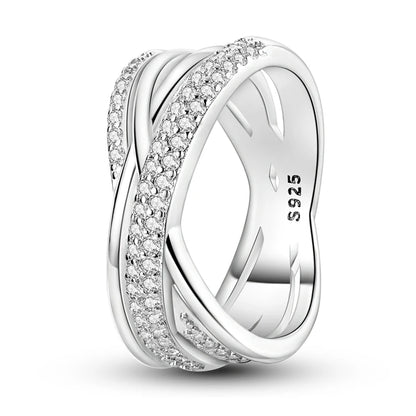 925 Sterling Silver Cross Multi-Ring | Zircon Wedding & Anniversary Ring for Women