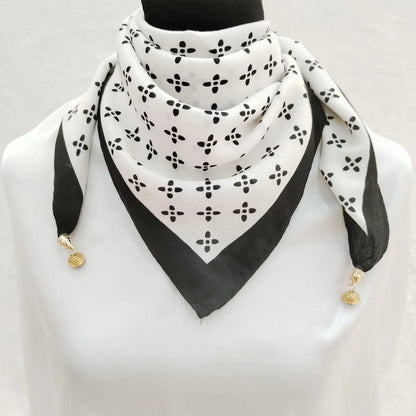 Luxury Magnetic Buckle Silk Scarf Women Soft Satin Neckerchief Female Autumn Winter Warmth Cold Resistance Fashion Square Scarve