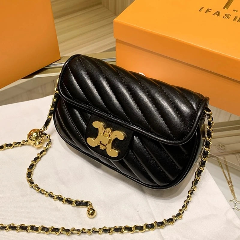 2024 New Classic Trend Fashion Bag For Women's One Shoulder Messenger Bags Versatile Small Square Bag Solid Chain PU Leather Sac