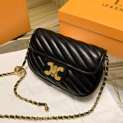 2024 New Classic Trend Fashion Bag For Women's One Shoulder Messenger Bags Versatile Small Square Bag Solid Chain PU Leather Sac