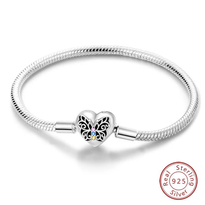 Sterling Silver Butterfly Zircon Bracelet - Colorful Crystal Wedding Jewelry