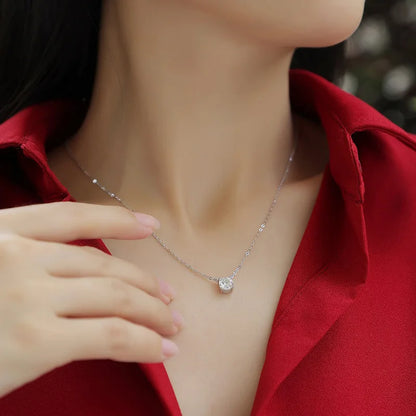 Moissanite Pendant Necklace - 925 Sterling Silver & 18K Gold, 0.5ct to 5ct, D Color VVS1, GRA Certified