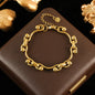 GANEMLY 316L Stainless Steel Metal Gold Color Beads Chain Necklace Bracelet Set For Women Trendy Chains Waterproof Jewelry New
