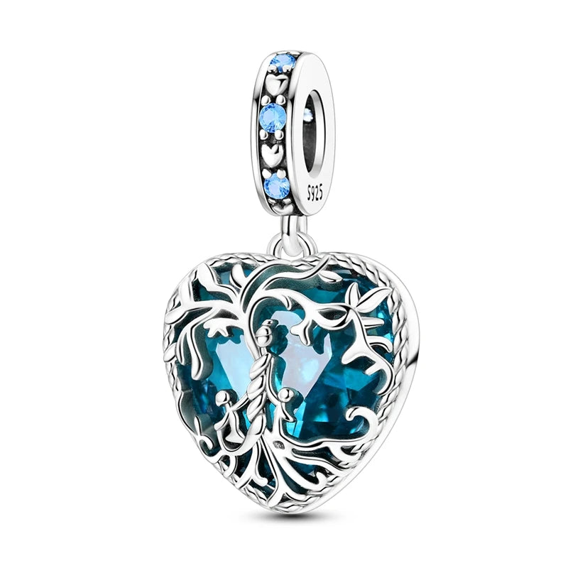 925 Sterling Silver Tree of Life, Peach Heart & Sweet Love Charm Bead | Fits Bracelets & Necklaces
