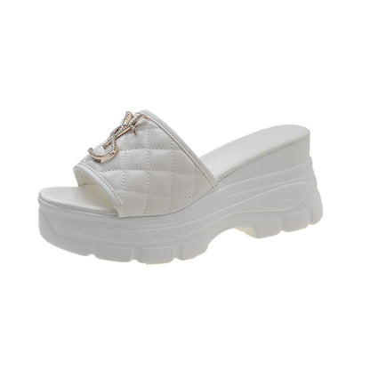 Women's Platform Designer Sandals - Fashion Letter Detail Summer Slides