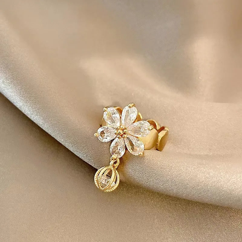2024 Plated Trendy Light Luxury Adjustable Ring Women's Niche Design Word Fashion Personality Index Finger Ring Jewelry