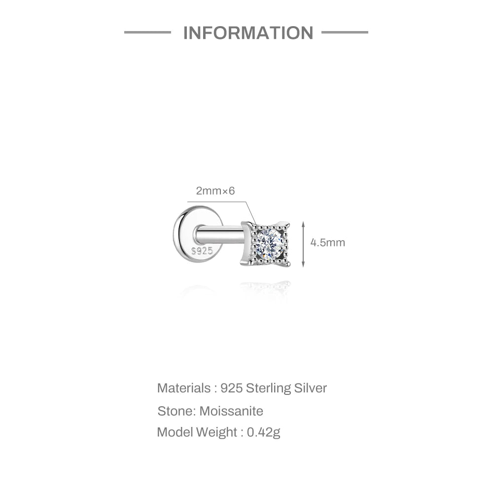 Moissanite Stud Earrings - 925 Sterling Silver, 0.03-1.2ct, D Color, GDTC Certified