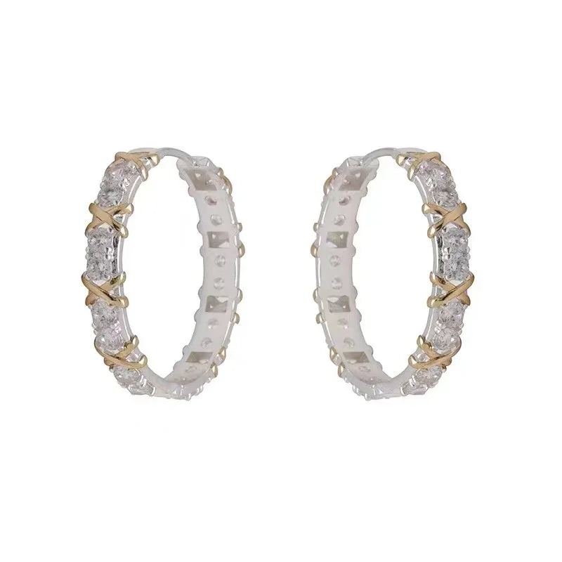 Design  Luxury Zircon Earrings -  Fashionable Gold Silver Metal Accessories for Women
