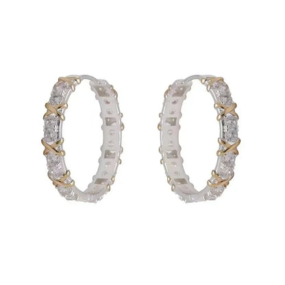 Design  Luxury Zircon Earrings -  Fashionable Gold Silver Metal Accessories for Women