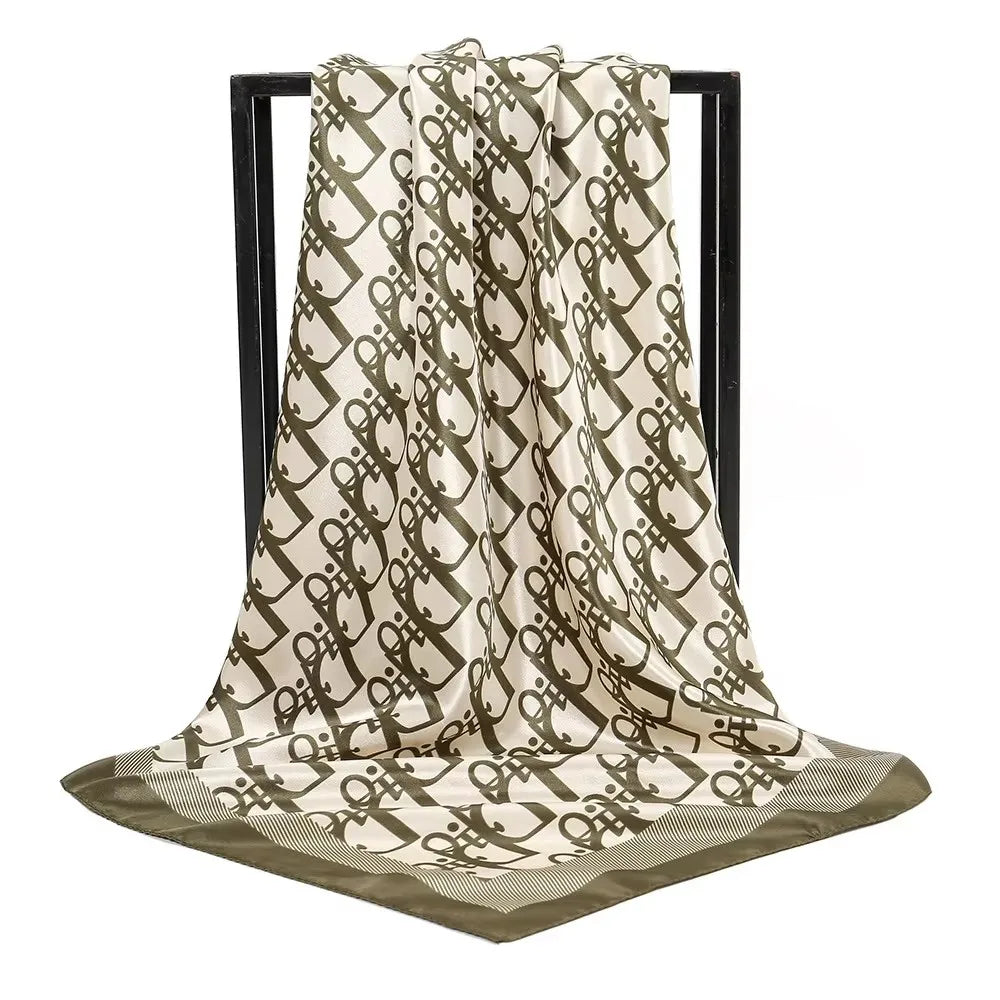 1 Pcs 90cm Ladies' Silk Scarf Vintage Fashionable Versatile Printed Silk Spring Hair Band Hijab Sunsceen Neckerchief Shawl Wraps