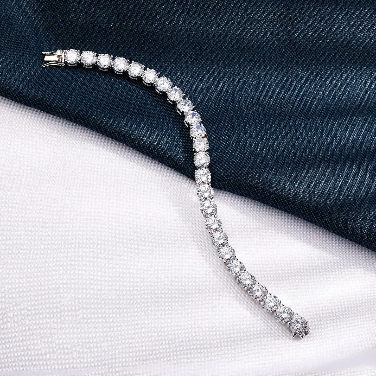 Moissanite Tennis Bracelet - 925 Sterling Silver & 18K White Gold, 3mm to 6.5mm, GRA Certified