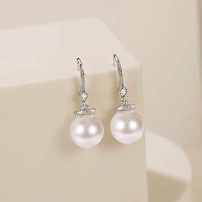 Hot Sterling silver romantic crystal pearl earrings for women fashion designer jewelry party wedding accessories gifts