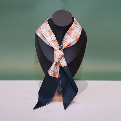 Silk Scarf Ribbon Hair Tie for Women Long Printed Accessory Bag Handle Decoration Neck Wrap Stylish Headband Multiuse