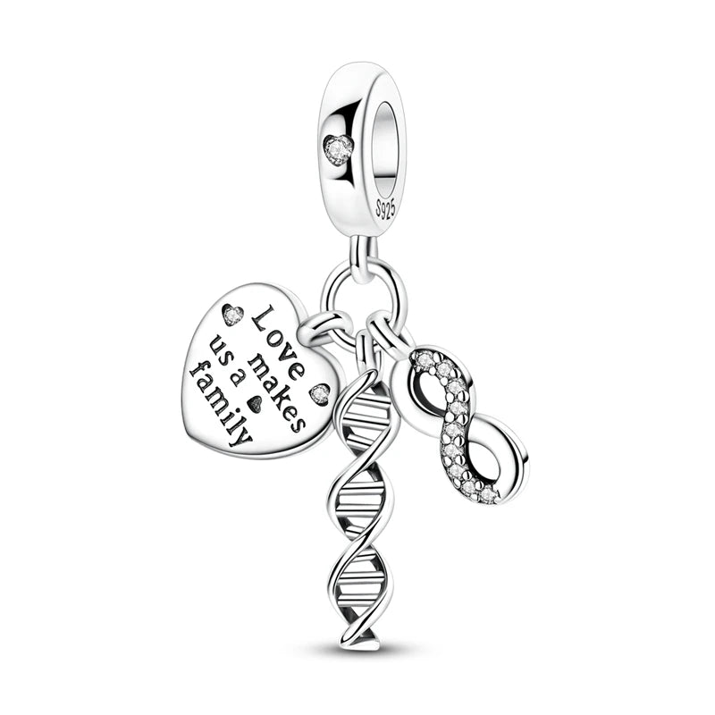 925 Sterling Silver Bear, Kart & Family Tree Charm Bead | Fits Pandora Bracelets & Pendants for Women