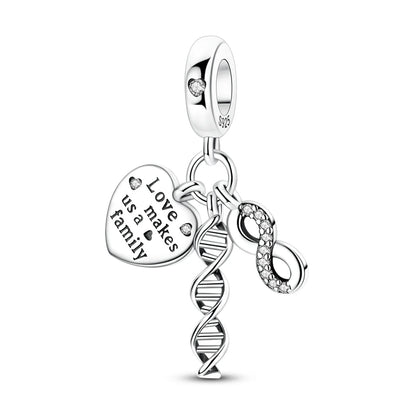 925 Sterling Silver Bear, Kart & Family Tree Charm Bead | Fits Pandora Bracelets & Pendants for Women