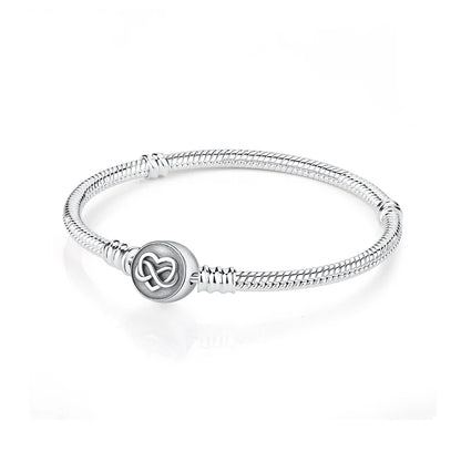 Original Sterling Silver Bracelet Love Heart Clasp Charms Beads Snake Chain Bracelets Bangles Luxury Jewelry For Women Gift