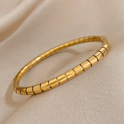 Greatera Trendy Gold Plated 316L Stainless Steel Bangles Bracelets for Women Delicate Cubic Zirconia Bracelet Party Jewelry 2024