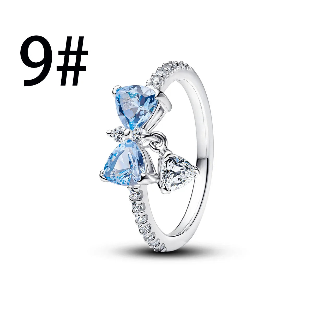925 Sterling Silver Blue Bow Zircon Fine Jewelry | Earrings, Necklace & Ring for Women