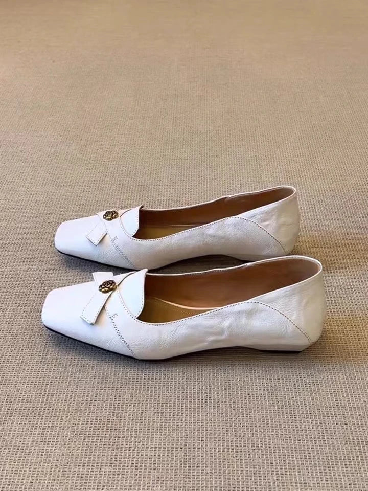 Women's Soft Leather Low Heel Pumps - Versatile Commuter Shoes