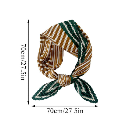 New Floral Print Pleated Silk Scarf Square Neck Scarves Crinkle Hair Bands Scarf Bandana Satin Hijab Head Wraps Neckerchief
