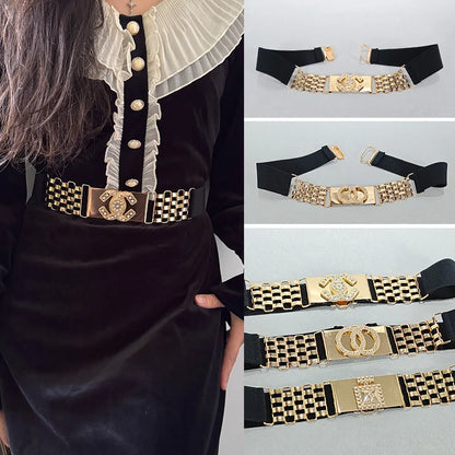 Golden Letter Waist Corset Belts Fashion Women's Metal Waistband Female Luxury Brands Designer Ladies Elastic Belt For Dress