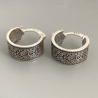 Sterling Silver Earrings For Women Trendy Simple Retro Flower Earring Jewelry Prevent Allergy Party Christmas Accessories
