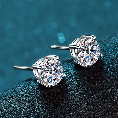 Moissanite Stud Earrings - 925 Sterling Silver & 18K White Gold, 4mm to 8mm, NGGC Certified