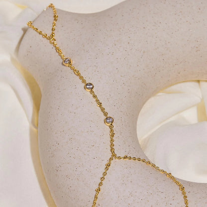 Gold & Silver Hand Chain Bracelet for Women — Charm Link Bracelet Gift