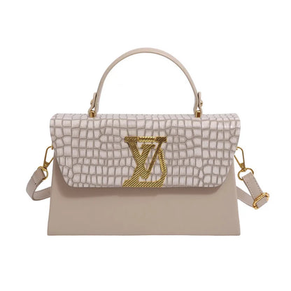 2025 Trendy Women's Shoulder Bag - Large Capacity, Glossy Leather with Letter Print, Adjustable Strap for Daily Use