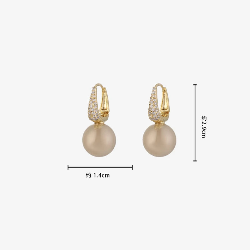 French Light Luxury Pearl & Zircon Drop Earrings | Elegant Banquet Jewelry for Women