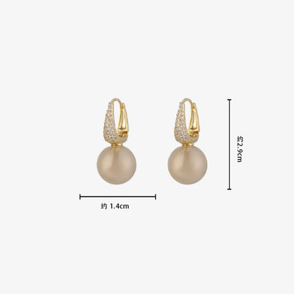 French Light Luxury Pearl & Zircon Drop Earrings | Elegant Banquet Jewelry for Women