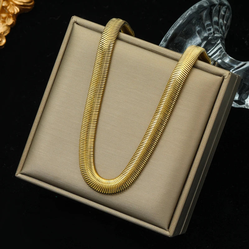 EILIECK 316L Stainless Steel Metal Chain Necklace For Women Fashion 18K Gold Plated Neck Chain Waterproof Jewelry Lady Gift