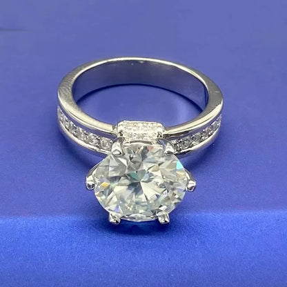 3ct & 5ct Moissanite Solitaire Ring - 925 Silver & 18K Plated, D Color VVS1, NGSTC Certified