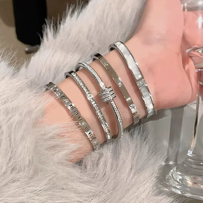 Silver Color Stainless Steel Bangle Bracelet for Women Girls Waterproof Fashion Jewelry Perfect Mother's Day Gift