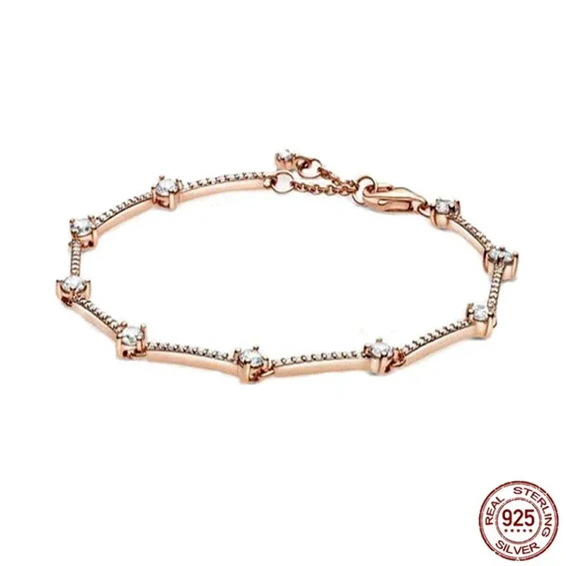 Brand new 925 sterling silver zirconia exquisite tennis star bracelet for women DIY original charm beads exquisite jewelry