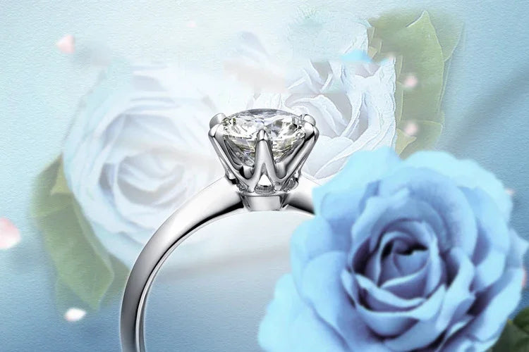 Real Moissanite Solitaire Ring — D Color VVS1 925 Silver | 1–3ct Engagement
