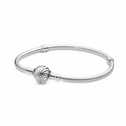 925 Sterling Silver Shell Family Tree Heart Bracelet - Charm Bangle