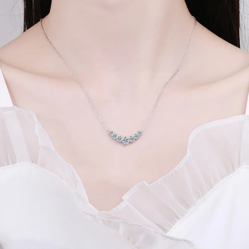 Oval Moissanite Pendant Necklace - 925 Sterling Silver & 18K White Gold, 1.7ct, D Color VVS1, GRA Certified