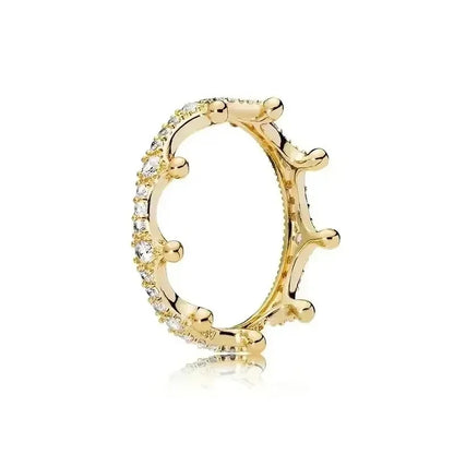 Hot selling 925 sterling silver classic dazzling crown round hearts ring exquisite women's light luxury charm ring jewelry gift